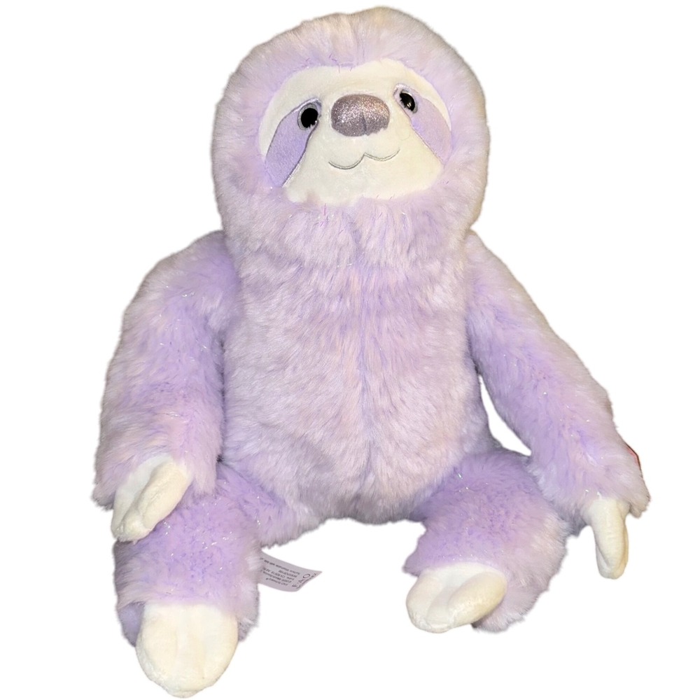 FAO Schwarz Sparklers Plush Sloth Stuffed Animal Lavender Purple Glitter Sparkle